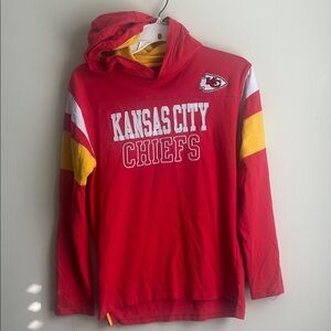 NFL Kansas City Chiefs long sleeve hooded color block shirt EUC size large 14/16